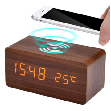 Best Gift Wooden Digital LED Alarm Clock Children's Alarm Clock Wooden wireless charger with Alarm Clock